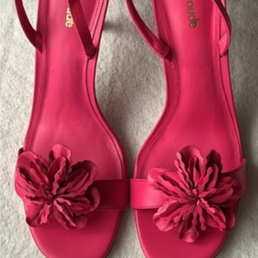 Larroude Pink Sandals with Floral Accent